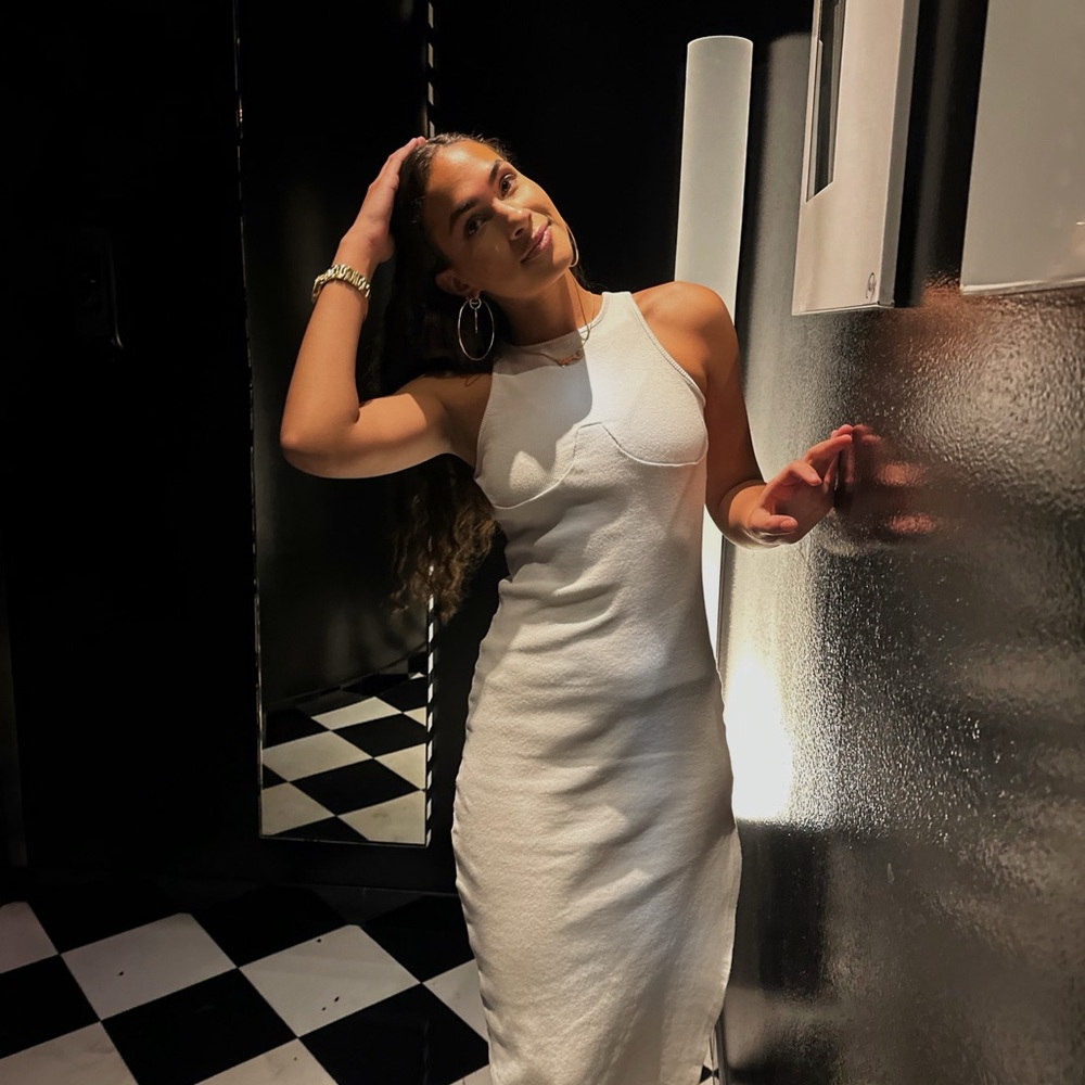 PrettyLittleThing White Midi Dress with Side Slit